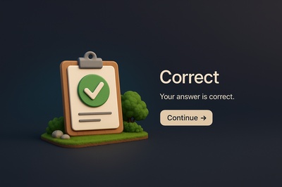 Detailed 3D Scene with a Correct Answer Theme
