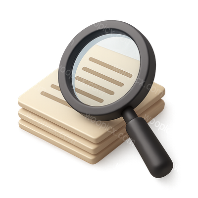 3D Magnifying Glass Icon Over Text Background