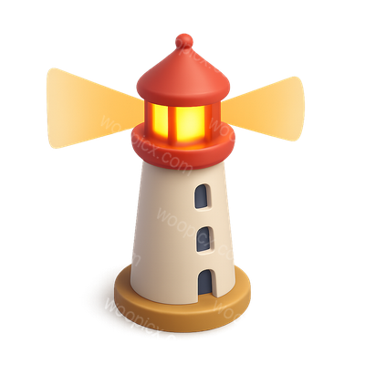 Stylized 3D Lighthouse Icon with Volumetric Glow