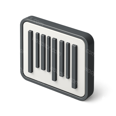 Stylish 3D Barcode Icon with Isometric Design