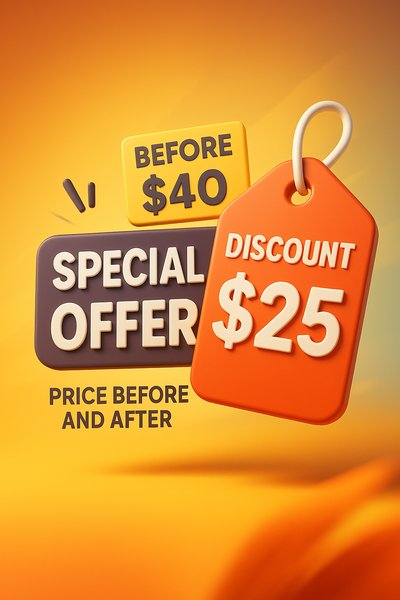 Promotional Graphic for Discount Offer with Price Comparison