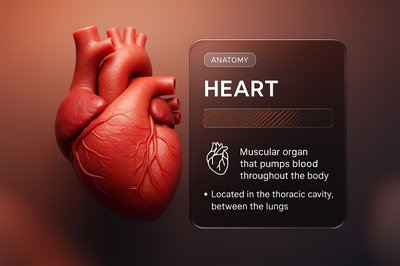 3D Heart Illustration with Informative Overlay