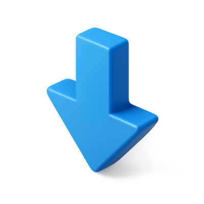 Stylish 3D Down Arrow Icon with Isometric Design