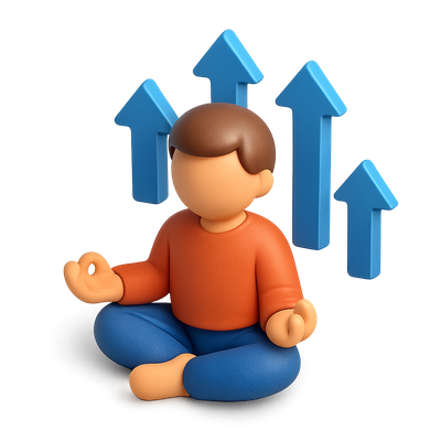 3D Icon of Meditation with Growth Arrows