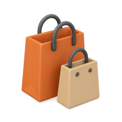 Stylish 3D Shopping Bags Icon with Isometric Design