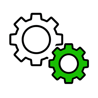 Illustration of Interlocking Gears in Two Colors