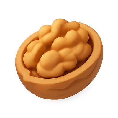 Stylized 3D Rendering of a Walnut