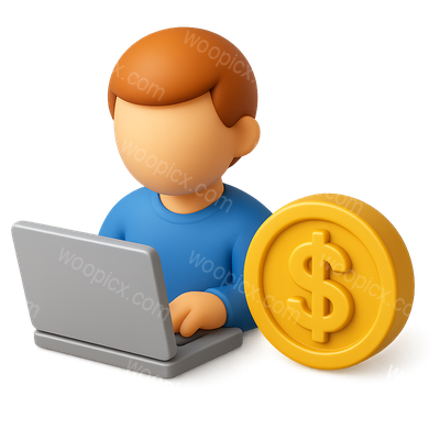 3D Laptop Icon with Dollar Sign in Isometric View