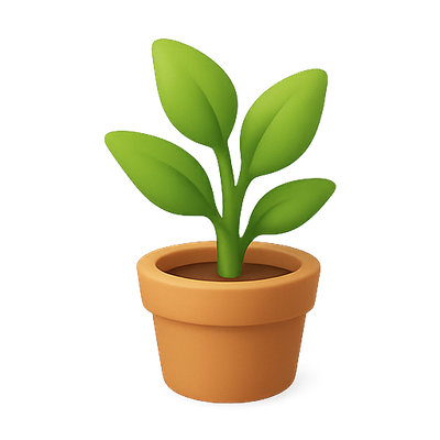 Stylized Potted Plant Illustration with Vibrant Green Leaves