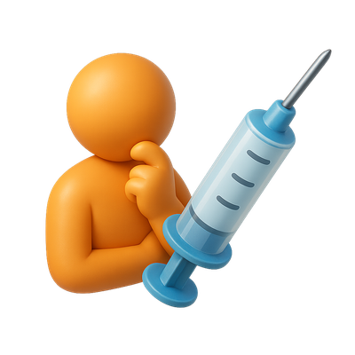 Thoughtful Icon of a Person with Syringe in 3D Style