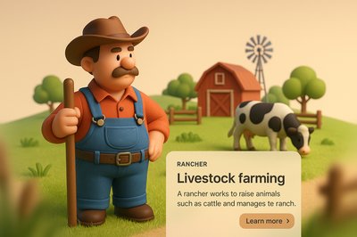 Detailed Rancher Illustration with Context Elements