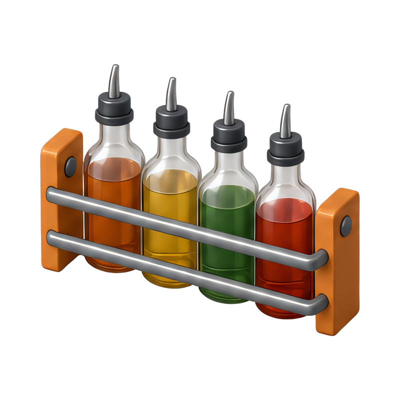 modern rail with beverage bottles