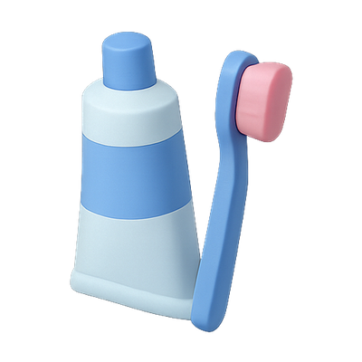 Minimalist 3D Toothpaste and Toothbrush Illustration
