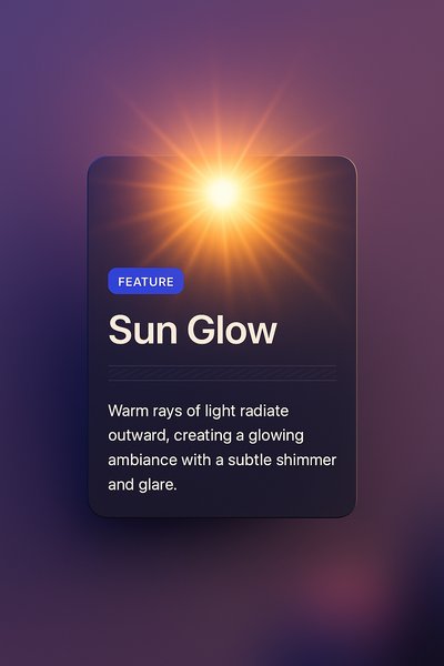 3D Sun Glow Light Effect with Warm Rays and Glare