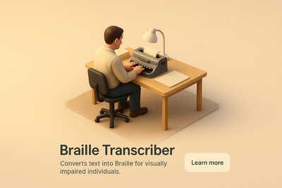 Realistic 3D Scene of a Braille Transcriber at Work