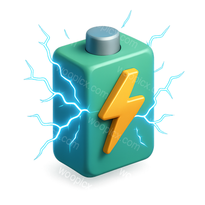 3D Charging Battery Icon with Lightning Effects