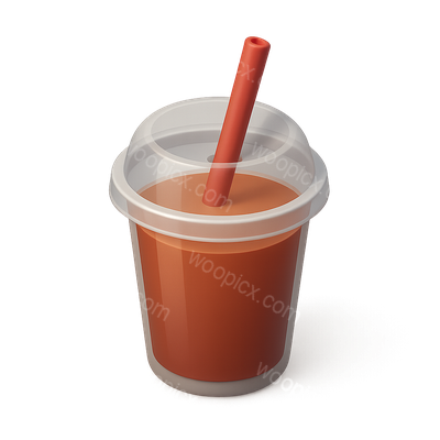 Stylish 3D Beverage Icon with Straw and Cup