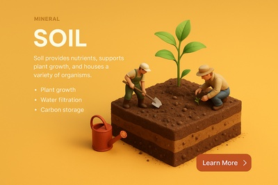 Colorful 3D Soil Scene with Characters and Planting Action
