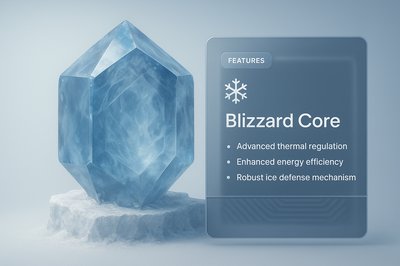 3D Blizzard Core Design with Transparent Glass Effect