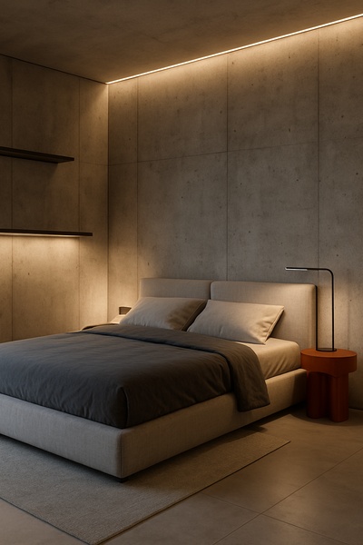 Modern Minimalist Bedroom with Soft Lighting