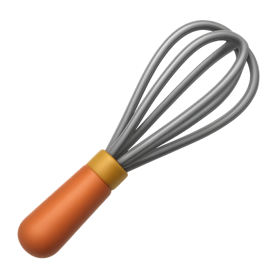 Stylish 3D Whisk Icon with Volumetric Design