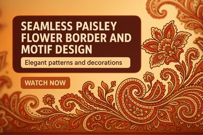 Seamless Paisley Flower Border Design with Elegant Patterns