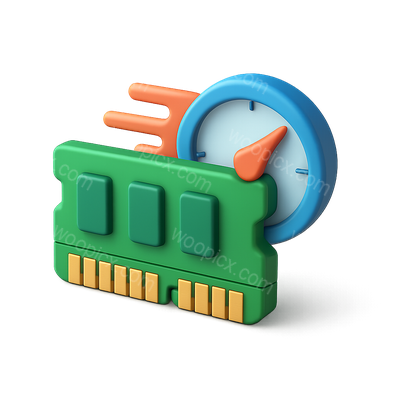 3D RAM Icon with Colorful Design and Isometric View