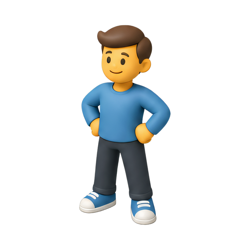 confident figure with hands on hips