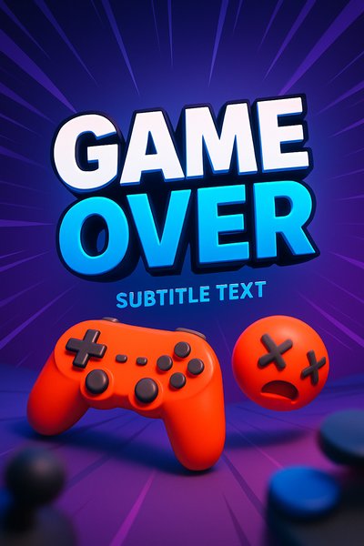 Vibrant Game Over Graphic with Controller and Icon