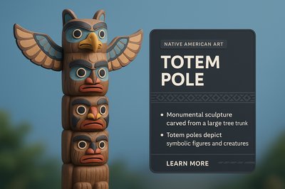 Stunning 3D Illustration of a Totem Pole with Informative Design Elements