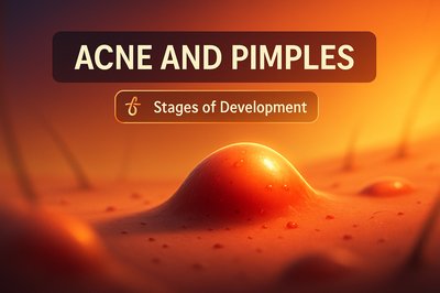 Illustration of Acne and Pimples Stages of Development