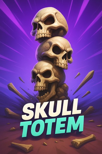 Dynamic Skull Totem Illustration with Vibrant Colors