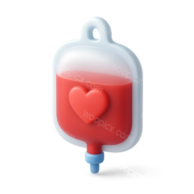 3D Heart Blood Bag Icon with Volumetric Feel