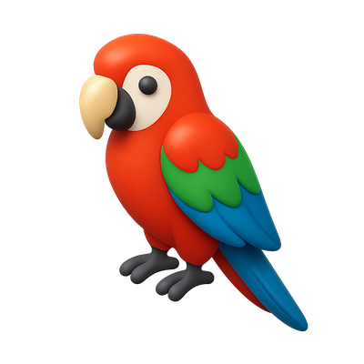 Colorful 3D Cartoon Parrot Illustration