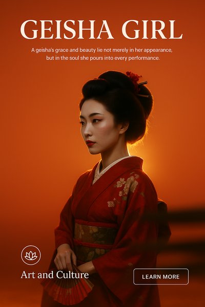 Elegant Portrait of a Geisha with Warm Sunset Background