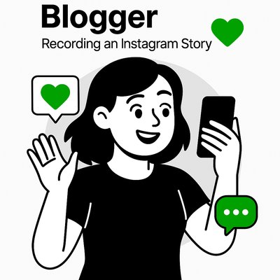 Illustration of a Blogger Recording an Instagram Story