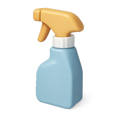 Stylized Spray Bottle Graphic for Cleaning Products
