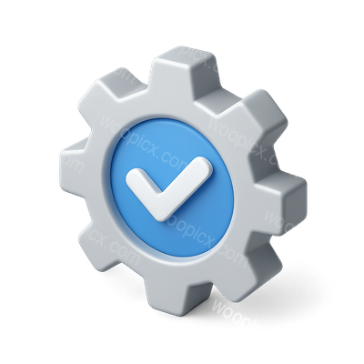 3D Gear Checkmark Icon - Volumetric Design