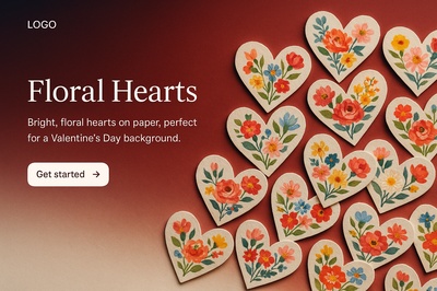 Bright Floral Hearts Art for Valentine's Day Gift Packaging