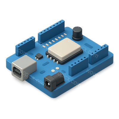 3D Isometric Arduino Icon with Transparent Background