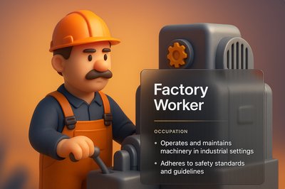 3D Illustration of a Factory Worker with Transparent Overlay