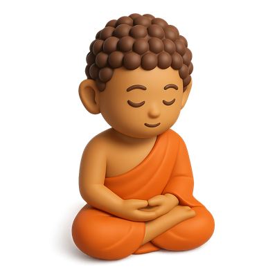 3D Icon of a Meditating Buddhist Figure