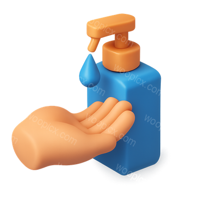 3D Liquid Application Icon with Hand and Bottle
