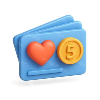 3D Loyalty Program Icon with Heart and Points