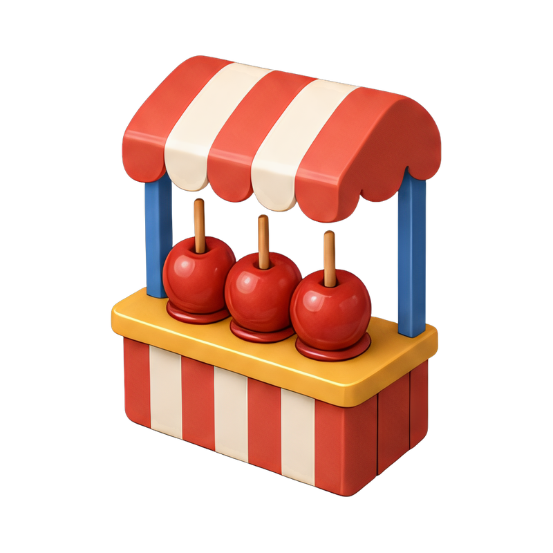 colorful candy apple stand