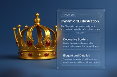 Elegant 3D Golden Crown with Red Jewels Illustration