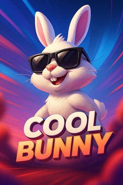 Vibrant Bunny in Sunglasses Against Colorful Backdrop