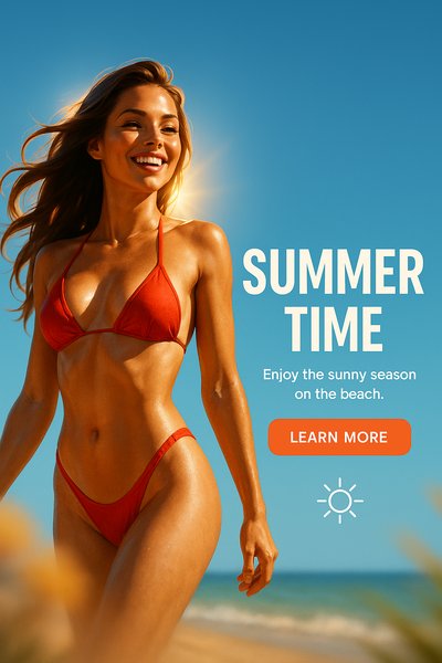 Vibrant Summer Beach Lifestyle Image with Call to Action