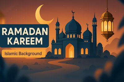 Stylized Ramadan Kareem Background with Islamic Architecture