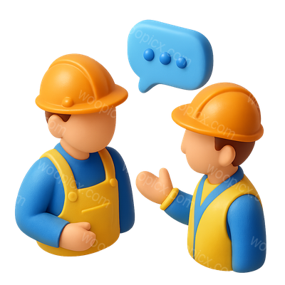 3D Icon of Two Workers Engaging in Conversation